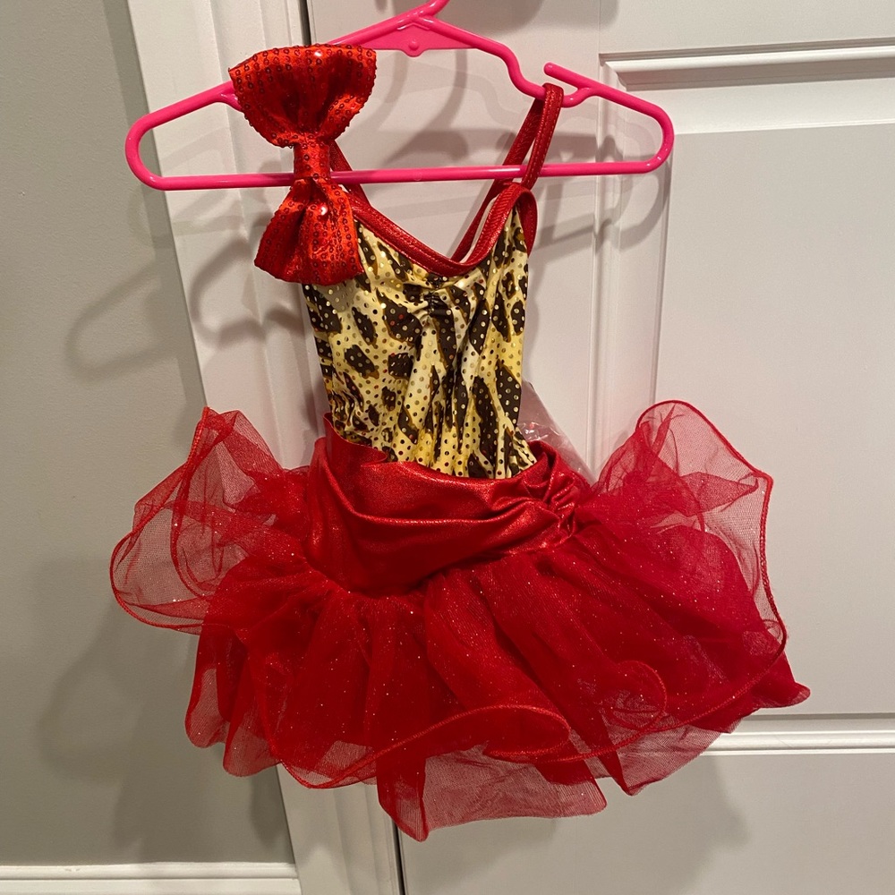 Red and leopard dance costume